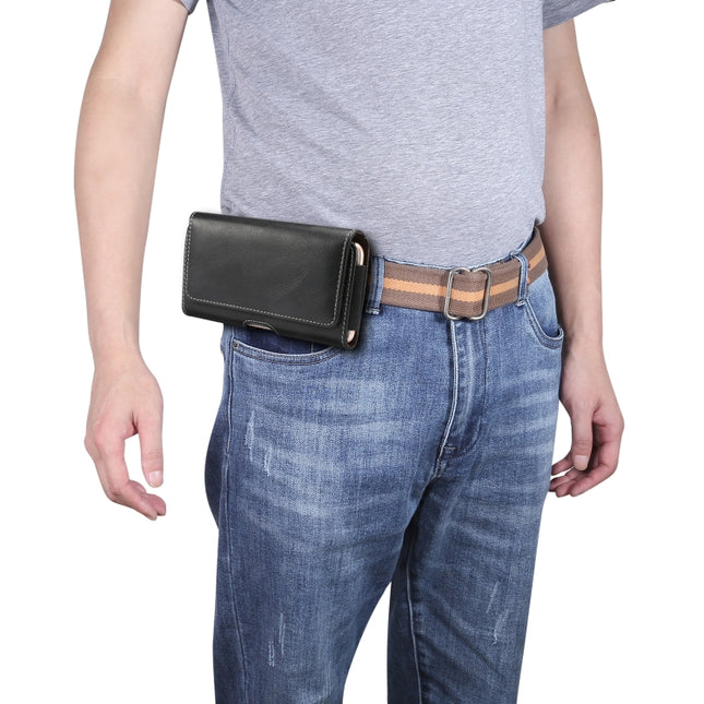 Men Lambskin Texture Multi-functional Universal Mobile Phone Waist Pack Leather Case for 5.2 Inch or Below Smartphones, For 5.2 Inch