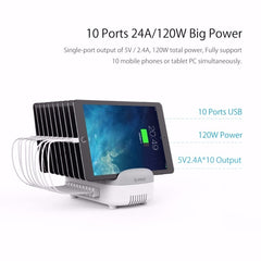 ORICO DUK-10P 120W 10 USB Ports Smart Charging Station with Phone & Tablet Stand, EU Plug, EU Plug(Black), EU Plug(White), US Plug(White), US Plug(Black), UK Plug(Black), UK Plug(White), AU Plug(Black), AU Plug(White)