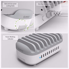 ORICO DUK-10P 120W 10 USB Ports Smart Charging Station with Phone & Tablet Stand, EU Plug, EU Plug(Black), EU Plug(White), US Plug(White), US Plug(Black), UK Plug(Black), UK Plug(White), AU Plug(Black), AU Plug(White)