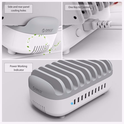 ORICO DUK-10P 120W 10 USB Ports Smart Charging Station with Phone & Tablet Stand, EU Plug, EU Plug(Black), EU Plug(White), US Plug(Black), US Plug(White), UK Plug(Black), UK Plug(White), AU Plug(White), AU Plug(Black)