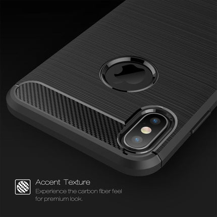 For iPhone XS Max Brushed Texture Carbon Fiber Shockproof TPU Protective Back Case, For iPhone XS Max