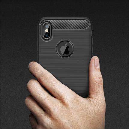 For iPhone XS Max Brushed Texture Carbon Fiber Shockproof TPU Protective Back Case, For iPhone XS Max