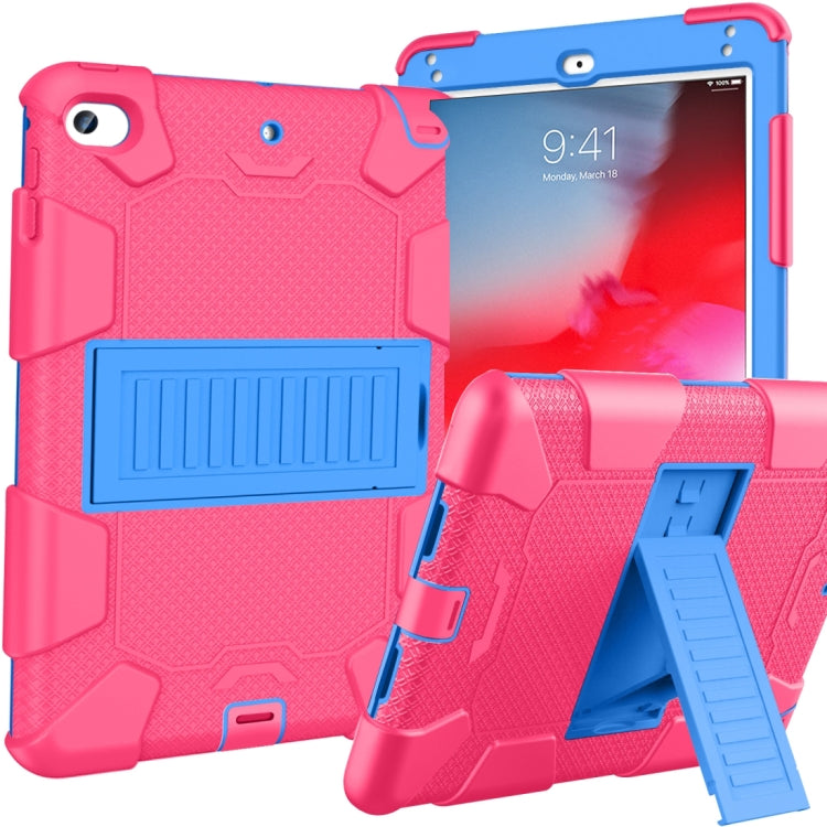 Shockproof Two-color Silicone Protection Shell for iPad Mini 2019 & 4, with Holder (Rose Red+Blue), IPRO0183A, IPRO0183B, IPRO0183C, IPRO0183D, IPRO0183E, IPRO0183F, IPRO0183G, IPRO0183H, IPRO0183I, IPRO0183J, IPRO0183K