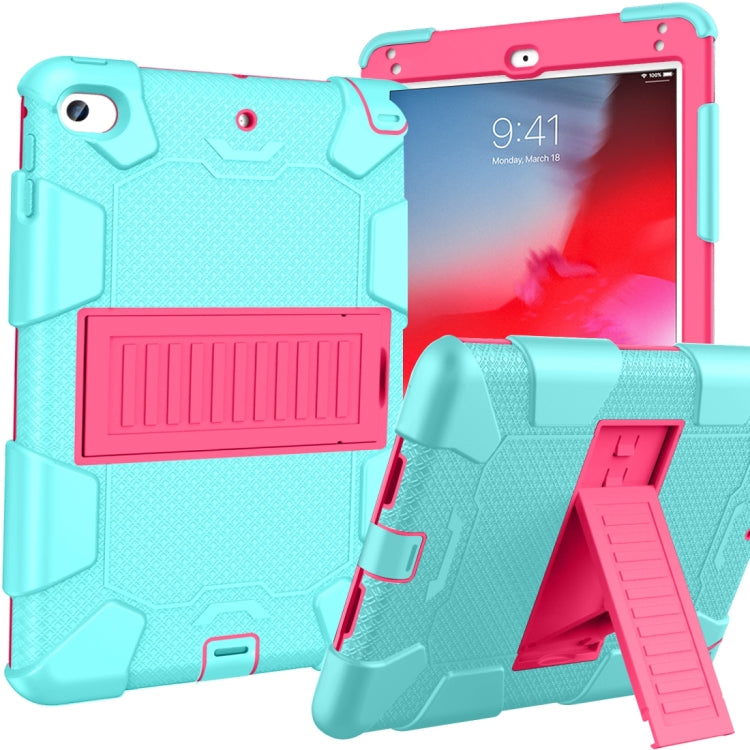 Shockproof Two-color Silicone Protection Shell for iPad Mini 2019 & 4, with Holder (Rose Red+Blue), IPRO0183A, IPRO0183B, IPRO0183C, IPRO0183D, IPRO0183E, IPRO0183F, IPRO0183G, IPRO0183H, IPRO0183I, IPRO0183J, IPRO0183K