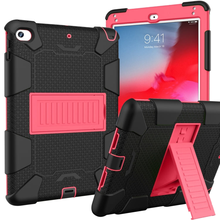 Shockproof Two-color Silicone Protection Shell for iPad Mini 2019 & 4, with Holder (Rose Red+Blue), IPRO0183A, IPRO0183B, IPRO0183C, IPRO0183D, IPRO0183E, IPRO0183F, IPRO0183G, IPRO0183H, IPRO0183I, IPRO0183J, IPRO0183K