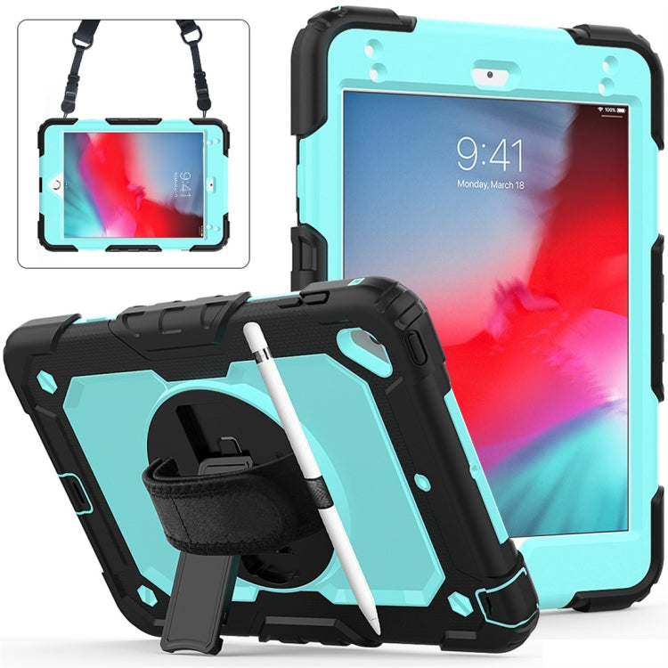 Shockproof Black Silica Gel + Colorful PC Protective Case for iPad Mini 2019 / Mini 4, with Holder & Shoulder Strap & Hand Strap & Pen Slot, iPad Mini 2019 / Mini 4