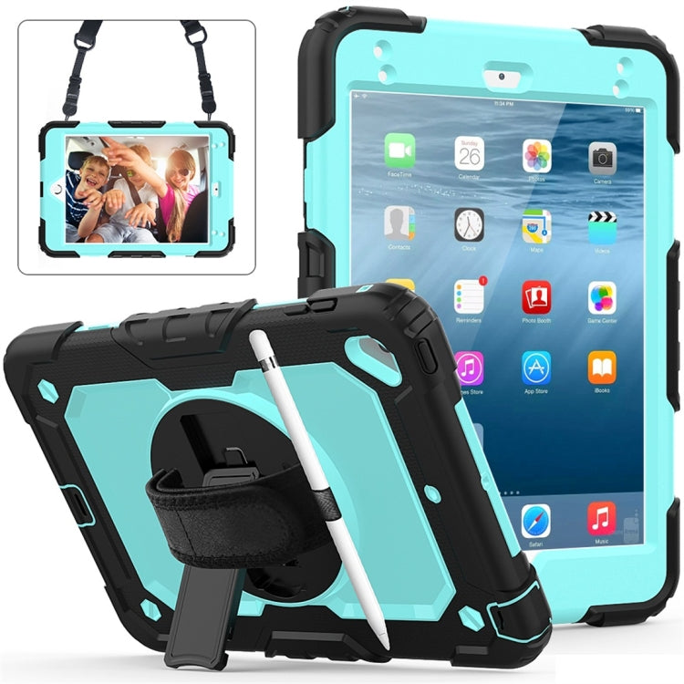 Shockproof Black Silica Gel + Colorful PC Protective Case for iPad Mini 2019 / Mini 4, with Holder & Shoulder Strap & Hand Strap & Pen Slot, iPad Mini 2019 / Mini 4