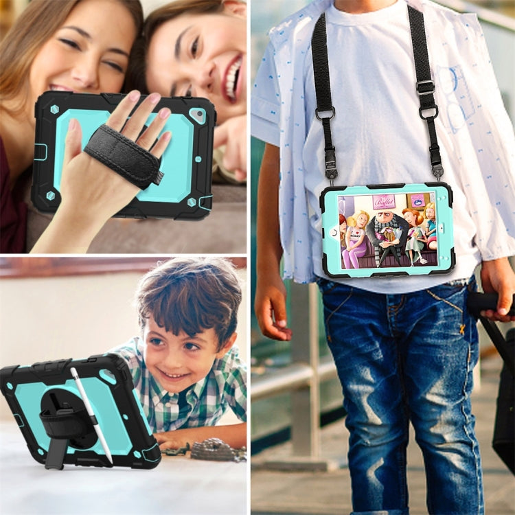 Shockproof Black Silica Gel + Colorful PC Protective Case for iPad Mini 2019 / Mini 4, with Holder & Shoulder Strap & Hand Strap & Pen Slot, iPad Mini 2019 / Mini 4