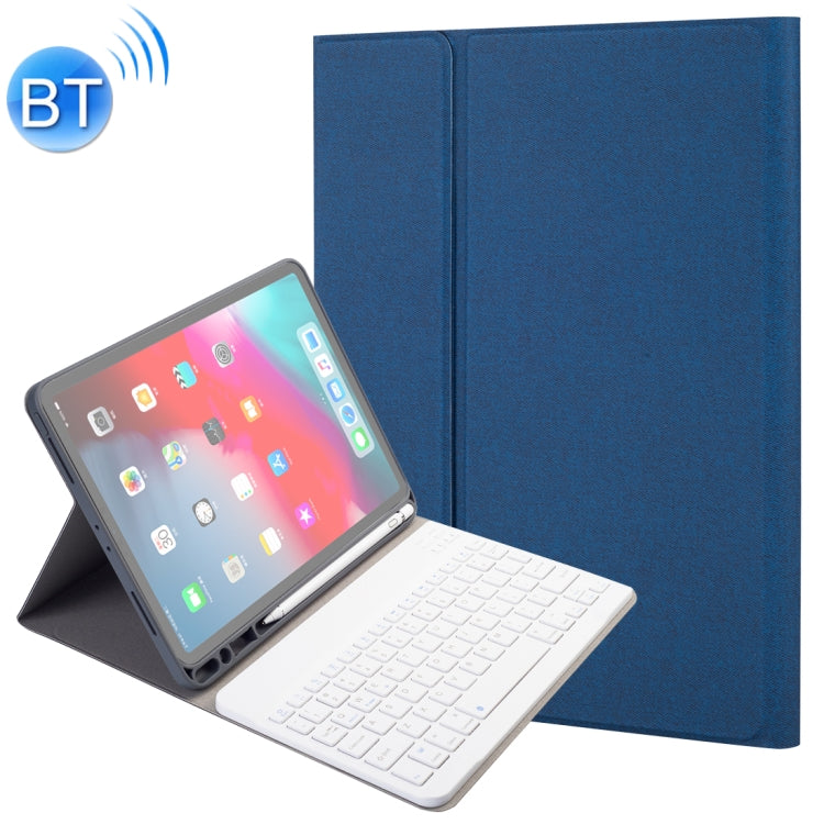 RK11 For iPad Pro 11 inch Silk Texture Detachable Plastic Bluetooth Keyboard Leather Tablet Case with Pen Slot & Stand Function