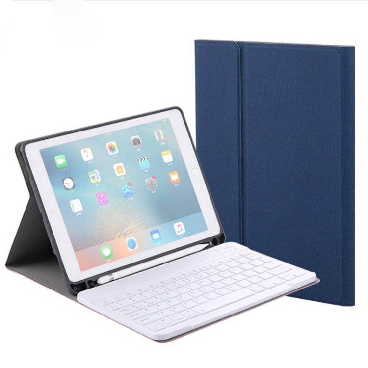 RK508 For iPad Air 2 & Air 1 / Pro 9.7 inch & 2017 iPad & 2018 iPad Silk Texture Detachable Plastic Bluetooth Keyboard Leather Tablet Case with Stand & Pen Slot Function