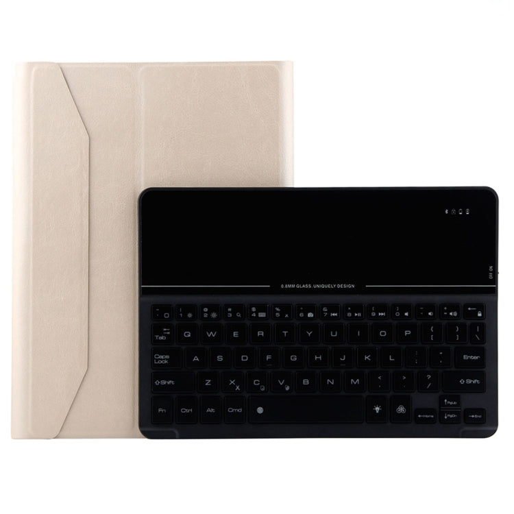 FT2068D For iPad Air 2 & Air 1 / Pro 9.7 inch & 2017 iPad & 2018 iPad Backlight Version Lambskin Texture Detachable Tempered Glass Bluetooth Keyboard Leather Tablet Case with Pen Slot & Stand Function