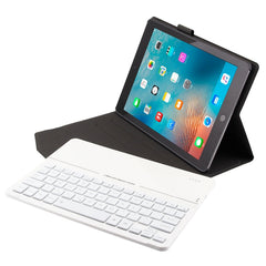 FT2068D For iPad Air 2 & Air 1 / Pro 9.7 inch & 2017 iPad & 2018 iPad Backlight Version Lambskin Texture Detachable Tempered Glass Bluetooth Keyboard Leather Tablet Case with Pen Slot & Stand Function