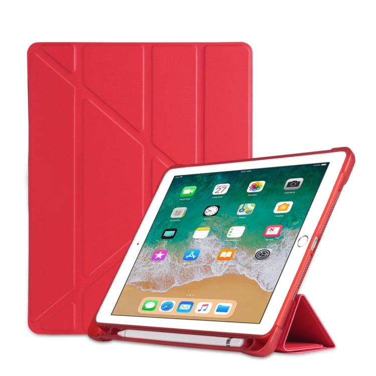 Multi-folding Shockproof TPU Protective Case for iPad 9.7 (2018) / 9.7 (2017) / air / air2, with Holder & Pen Slot, iPad 9.7 (2018) / 9.7 (2017) / air / air2