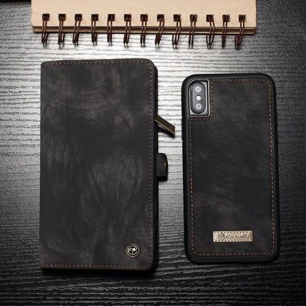 For iPhone X / XS CaseMe-008 TPU + PC Magnetic Absorption Detachable Back Cover Horizontal Flip Leather Case with Holder & Card Slots & Zipper Wallet & Photo Frame