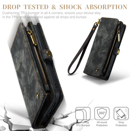 For iPhone X / XS CaseMe-008 TPU + PC Magnetic Absorption Detachable Back Cover Horizontal Flip Leather Case with Holder & Card Slots & Zipper Wallet & Photo Frame