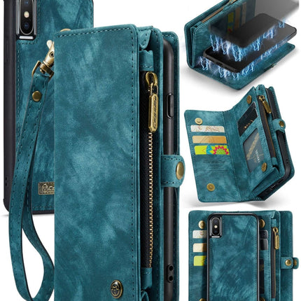 For iPhone X / XS CaseMe-008 TPU + PC Magnetic Absorption Detachable Back Cover Horizontal Flip Leather Case with Holder & Card Slots & Zipper Wallet & Photo Frame