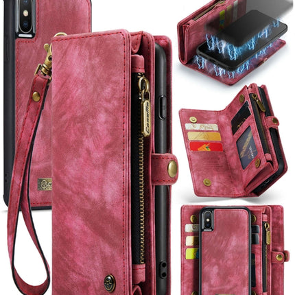 For iPhone X / XS CaseMe-008 TPU + PC Magnetic Absorption Detachable Back Cover Horizontal Flip Leather Case with Holder & Card Slots & Zipper Wallet & Photo Frame