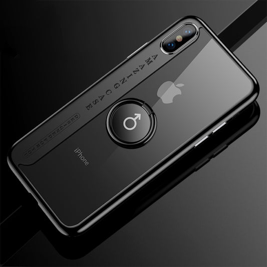 For iPhone X CAFELE Ultra-thin Electroplating Soft TPU Protective Back Cover Case with Ring Holder