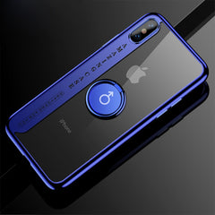 For iPhone X CAFELE Ultra-thin Electroplating Soft TPU Protective Back Cover Case with Ring Holder