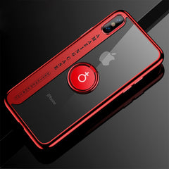 For iPhone X CAFELE Ultra-thin Electroplating Soft TPU Protective Back Cover Case with Ring Holder