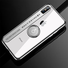 For iPhone X CAFELE Ultra-thin Electroplating Soft TPU Protective Back Cover Case with Ring Holder