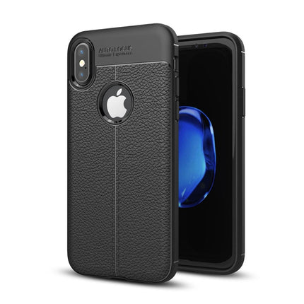 For iPhone X / XS Litchi Texture TPU Protective Back Cover Case