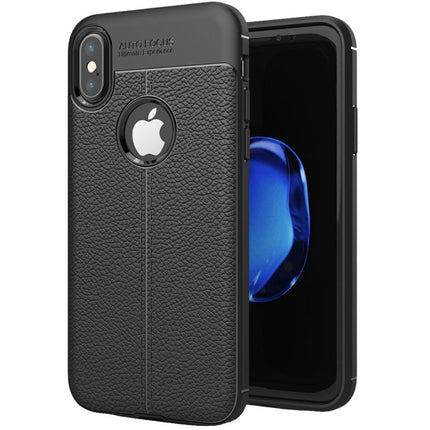 For iPhone X / XS Litchi Texture TPU Protective Back Cover Case