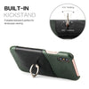 For iPhone X / XS Fierre Shann Color Matching Genuine Leather Back Cover Case With 360 Degree Rotation Holder & Card Slot