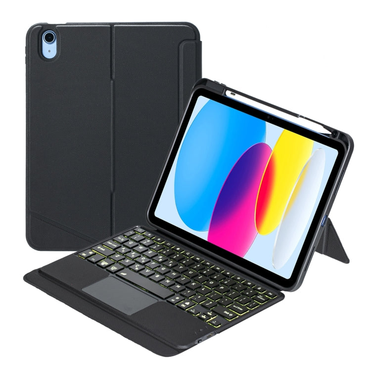 T10-AS For iPad 10th Gen 10.9 2022 Touch Backlight Split Type Bluetooth Keyboard Leather Case, T10-A