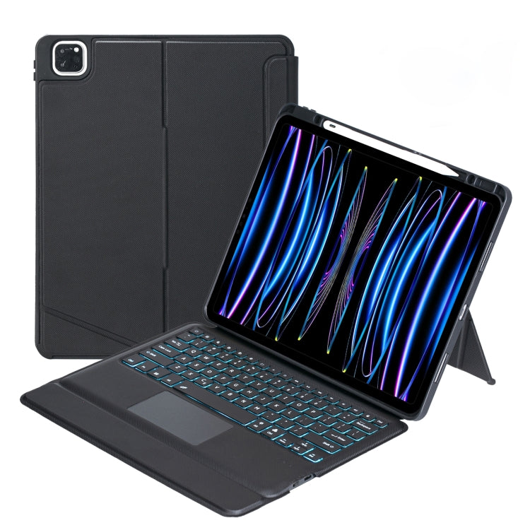 T129-AS For iPad Pro 12.9 2022/2021/2020/2018 Touch Backlight Split Type Bluetooth Keyboard Leather Case, T129-AS