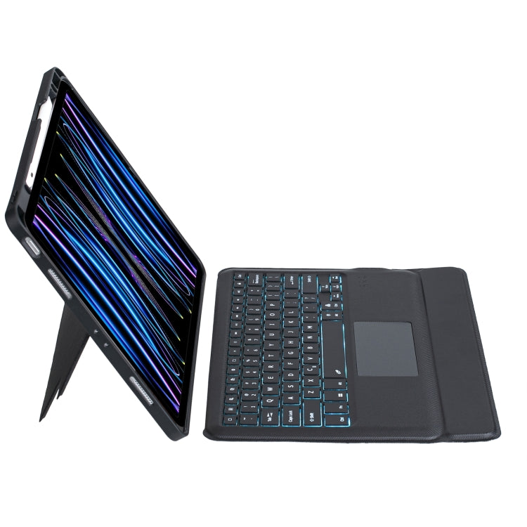 T129-AS For iPad Pro 12.9 2022/2021/2020/2018 Touch Backlight Split Type Bluetooth Keyboard Leather Case, T129-AS