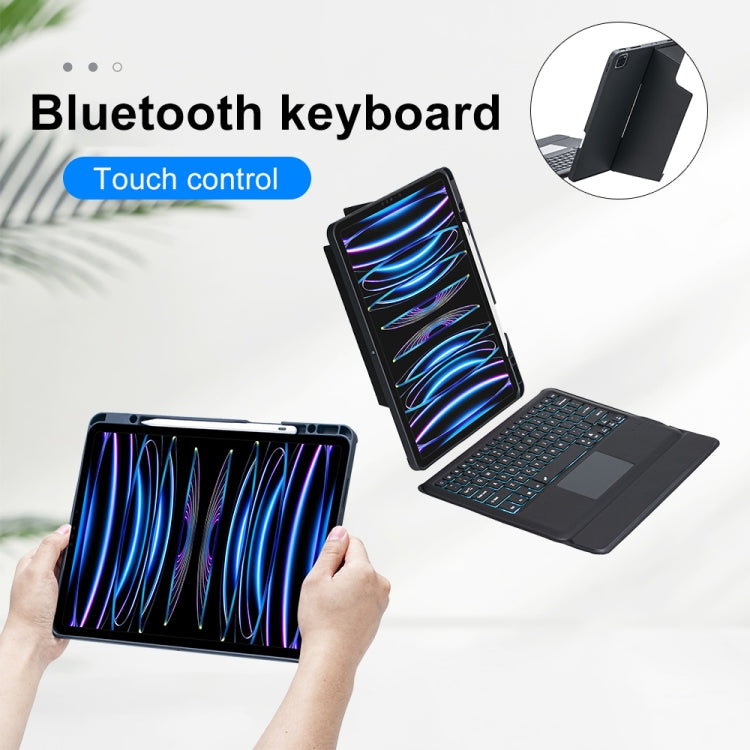 T129-AS For iPad Pro 12.9 2022/2021/2020/2018 Touch Backlight Split Type Bluetooth Keyboard Leather Case, T129-AS