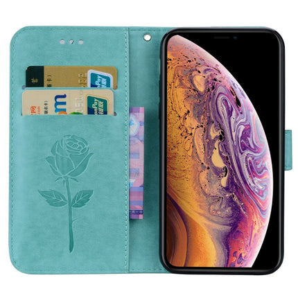 For iPhone XS Max Rose Embossed Horizontal Flip PU Leather Case with Holder & Card Slots & Wallet