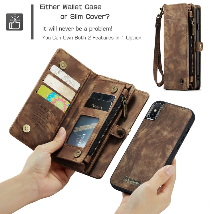 For iPhone XS Max CaseMe Detachable Multifunctional Horizontal Flip Leather Case with Card Slot & Holder & Zipper Wallet & Photo Frame, For iPhone XS Max