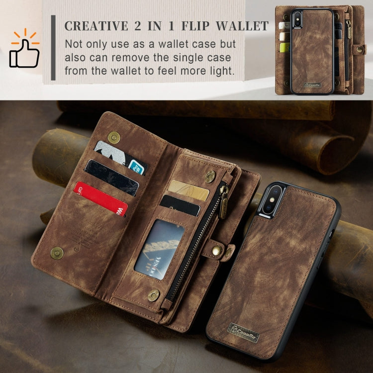 For iPhone XS Max CaseMe Detachable Multifunctional Horizontal Flip Leather Case with Card Slot & Holder & Zipper Wallet & Photo Frame, For iPhone XS Max