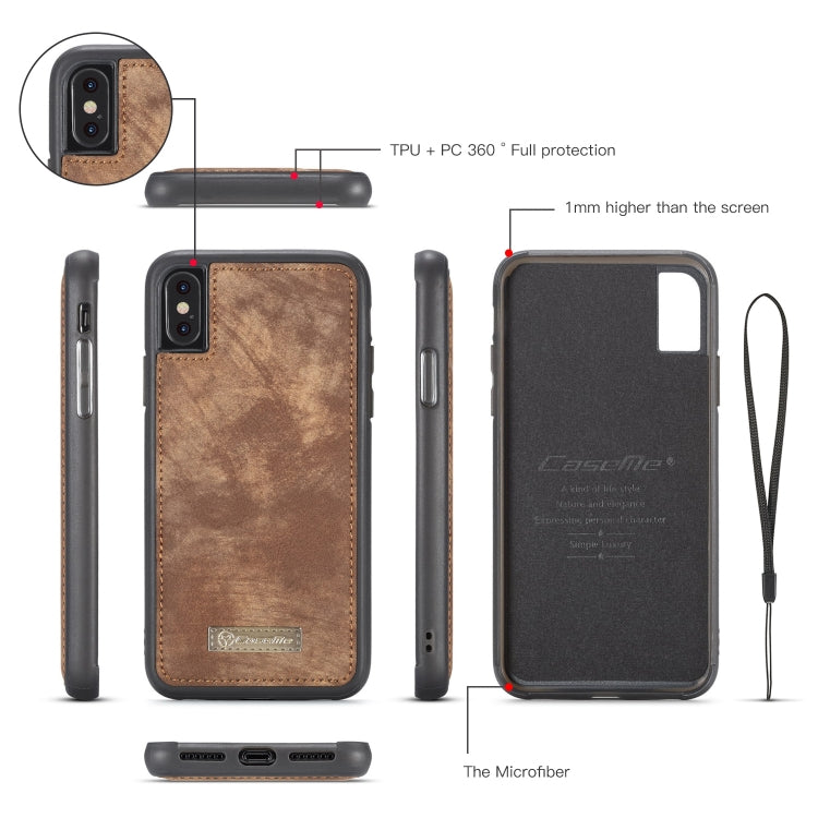 For iPhone XS Max CaseMe Detachable Multifunctional Horizontal Flip Leather Case with Card Slot & Holder & Zipper Wallet & Photo Frame, For iPhone XS Max