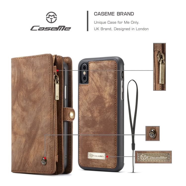 For iPhone XS Max CaseMe Detachable Multifunctional Horizontal Flip Leather Case with Card Slot & Holder & Zipper Wallet & Photo Frame, For iPhone XS Max