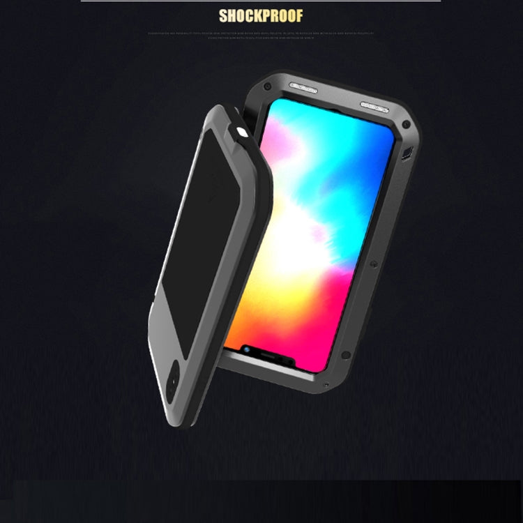 For iPhone XS Max LOVE MEI Powerful Dustproof Shockproof Anti-slip Metal + Silicone Combination Case, For XS Max