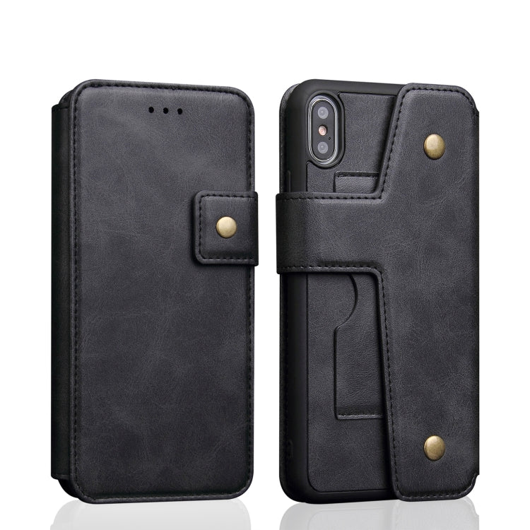 For iPhone XS Max Cowhide Texture Magnetic Absorption Detachable Horizontal Flip Leather Case with Holder & Card Slots & Wallet, For XS Max