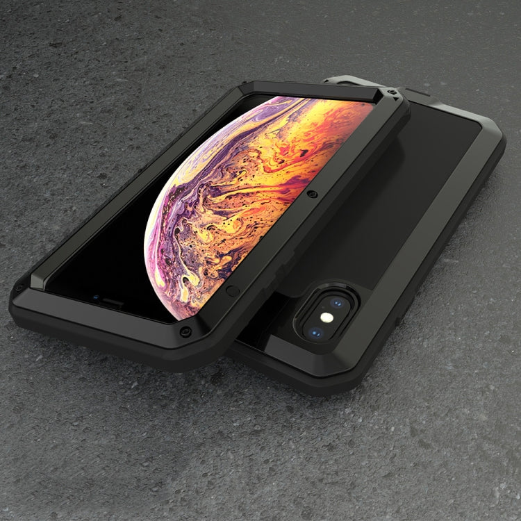 For iPhone XS Max Waterproof Dustproof Shockproof Aluminum Alloy + Tempered Glass + Silicone Case, iPhone XS Max