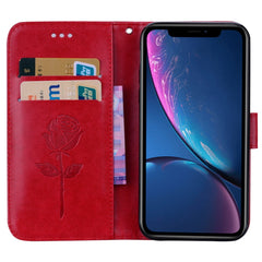For iPhone XR Rose Embossed Horizontal Flip PU Leather Case,  with Holder & Card Slots & Wallet