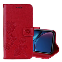 For iPhone XR Rose Embossed Horizontal Flip PU Leather Case,  with Holder & Card Slots & Wallet