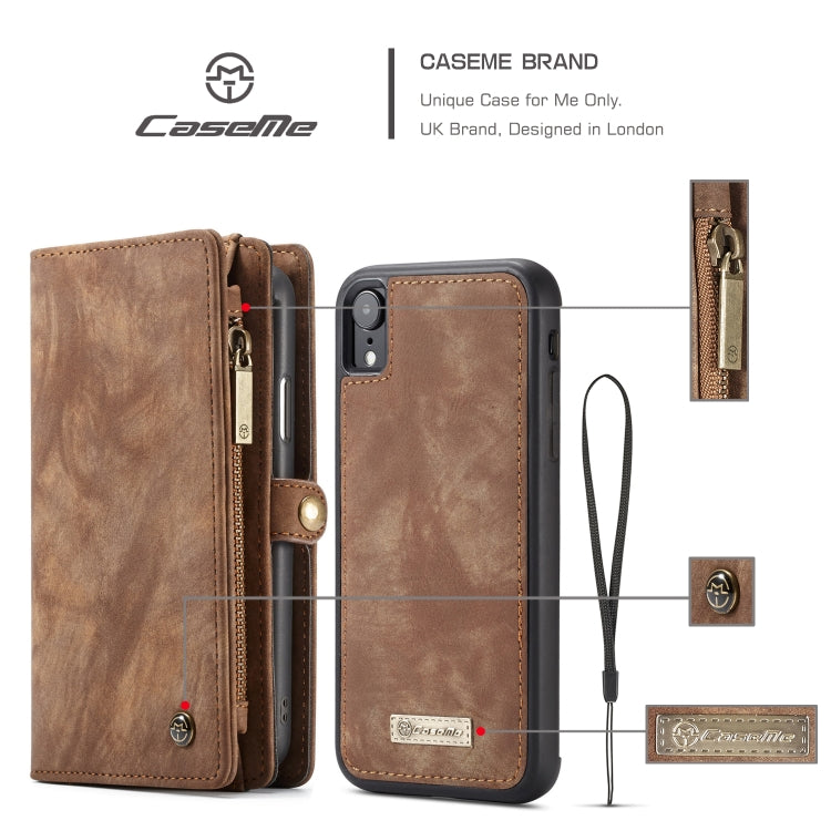 For iPhone XR CaseMe Detachable Multifunctional Horizontal Flip Leather Case with Card Slot & Holder & Zipper Wallet & Photo Frame, For iPhone XR, For iPhone  XR