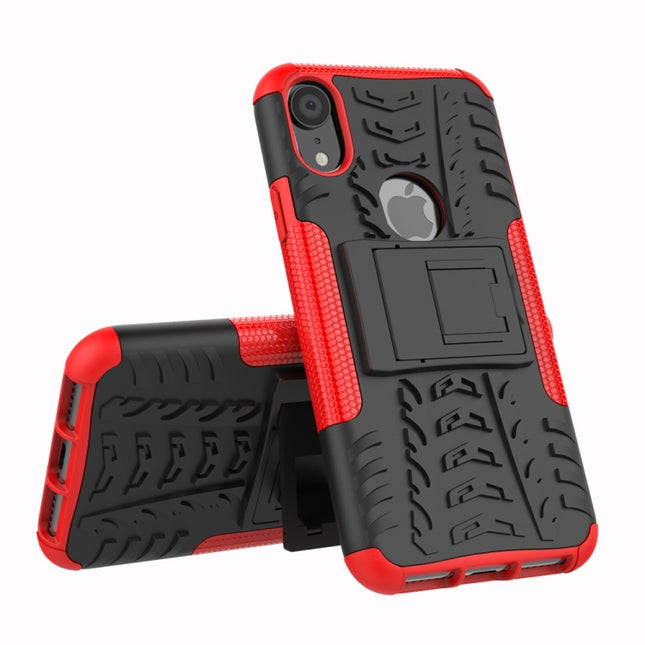 For iPhone XR Tire Texture TPU+PC Shockproof Case with Holder, For iPhone XR, For XR