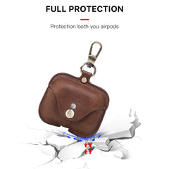 CF1108 For AirPods Pro Crazy Horse Texture Earphone Protective Leather Case with Hook, For AirPods Pro