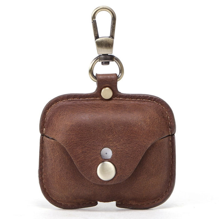 CF1108 For AirPods Pro Crazy Horse Texture Earphone Protective Leather Case with Hook, For AirPods Pro