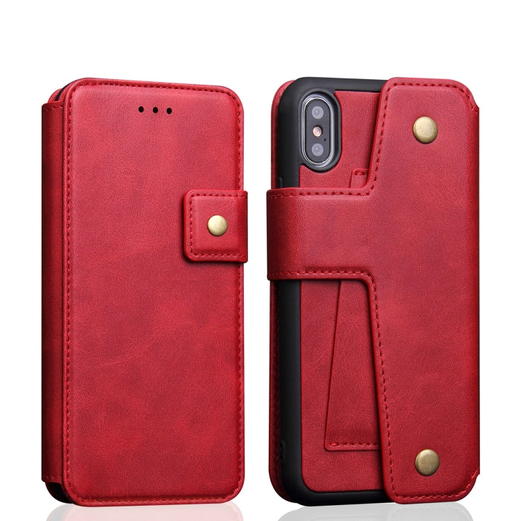 For iPhone X / XS Cowhide Texture Magnetic Absorption Detachable Horizontal Flip Leather Case with Holder & Card Slots & Wallet, For X / XS