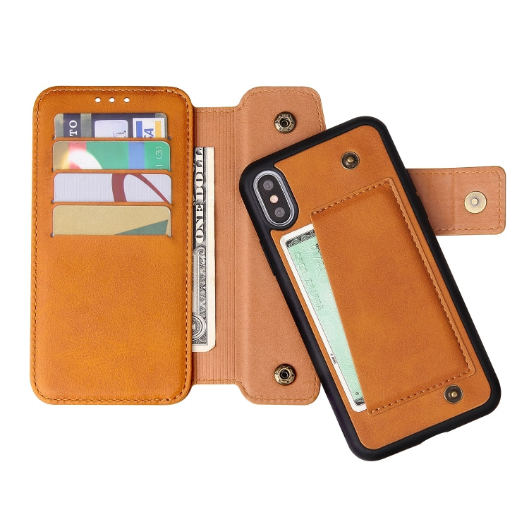 For iPhone X / XS Cowhide Texture Magnetic Absorption Detachable Horizontal Flip Leather Case with Holder & Card Slots & Wallet, For X / XS