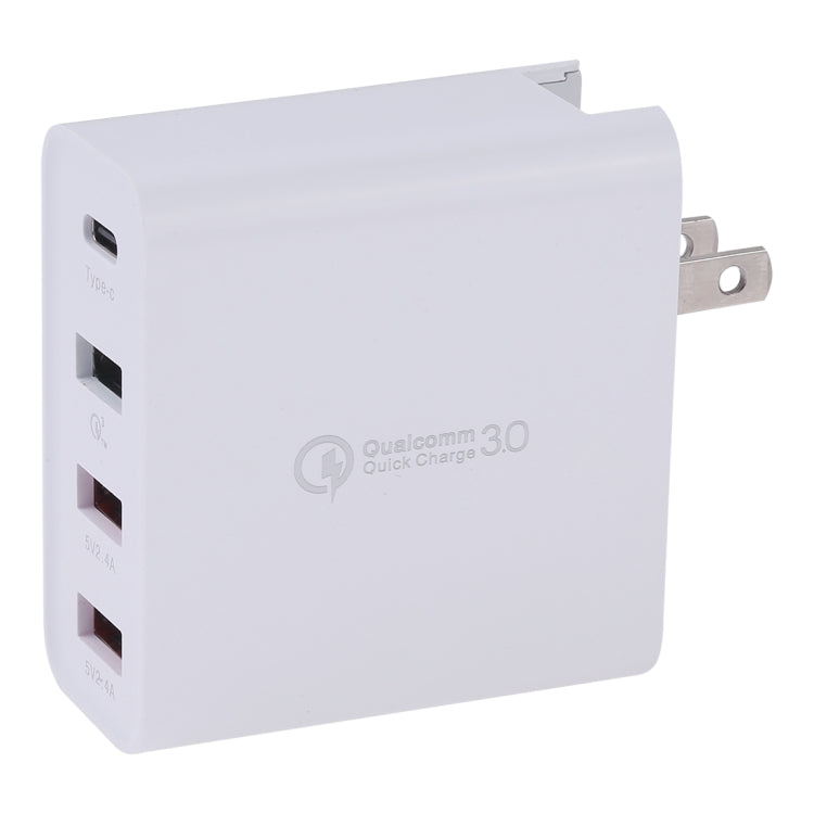 A3P 3A Max Output USB-C / Type-C + QC3.0 + Dual USB 4 Ports Wall Travel Charger, US Plug, US Plug