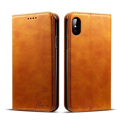 For iPhone X / XS Suteni Calf Texture Horizontal Flip Leather Case with Holder & Card Slots & Wallet, iPhone X / XS